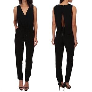Sam Edelman Black Jumpsuit, open back with cape detail, tie waist Size Medium